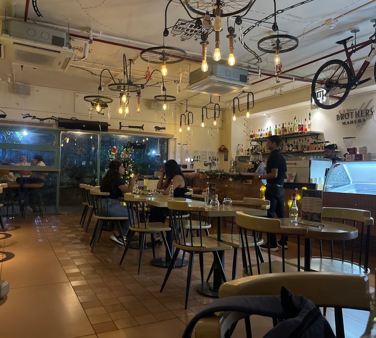 Interior of Mastermind Bicycle Cafe & Bar, specialty coffee shop in Mumbai