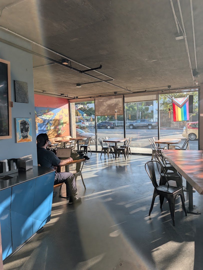 Interior of Dark Horse Coffee Roasters, specialty coffee shop in San Diego
