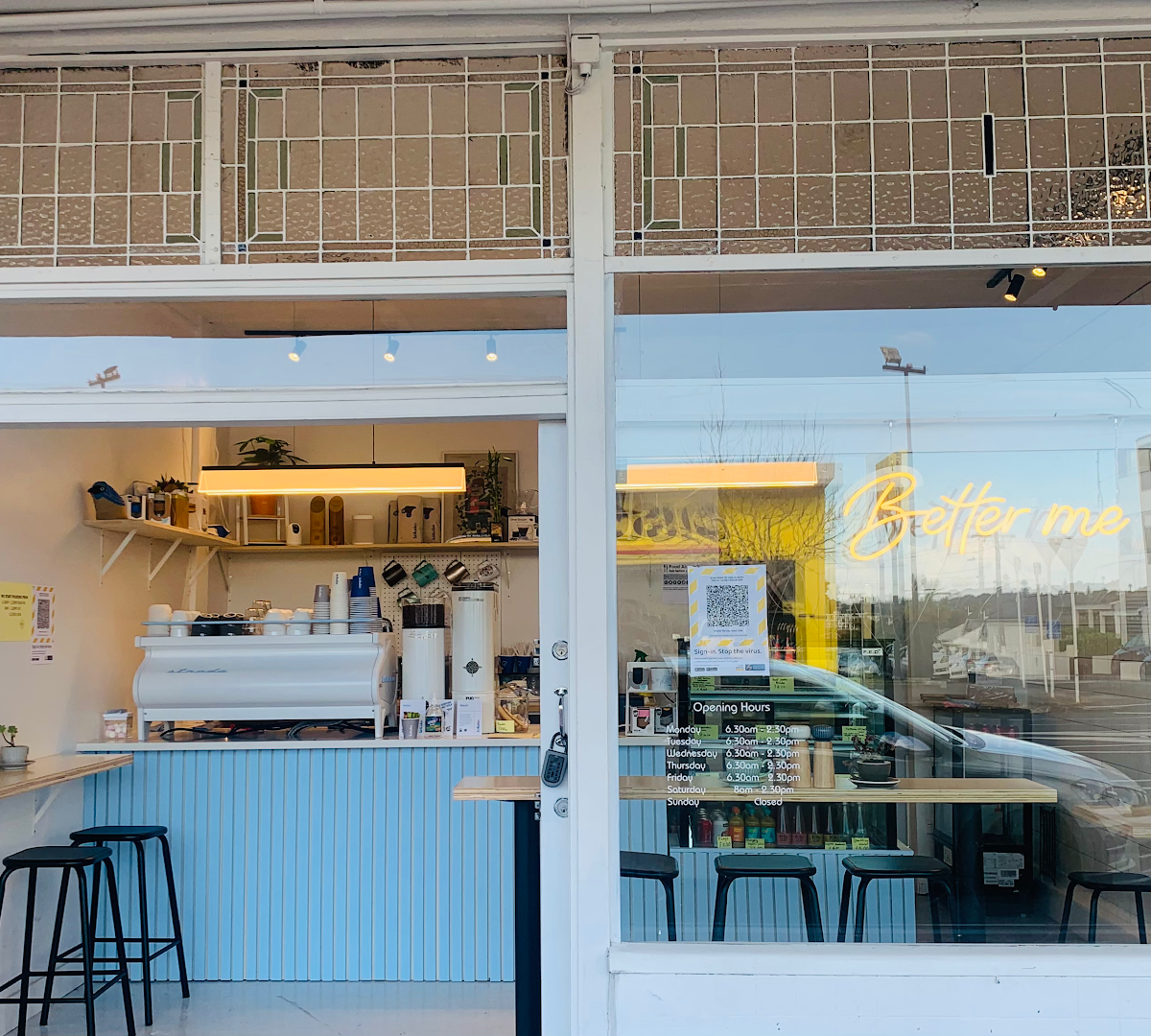 Storefront of Better Me Espresso Cafe, specialty coffee shop in Auckland
