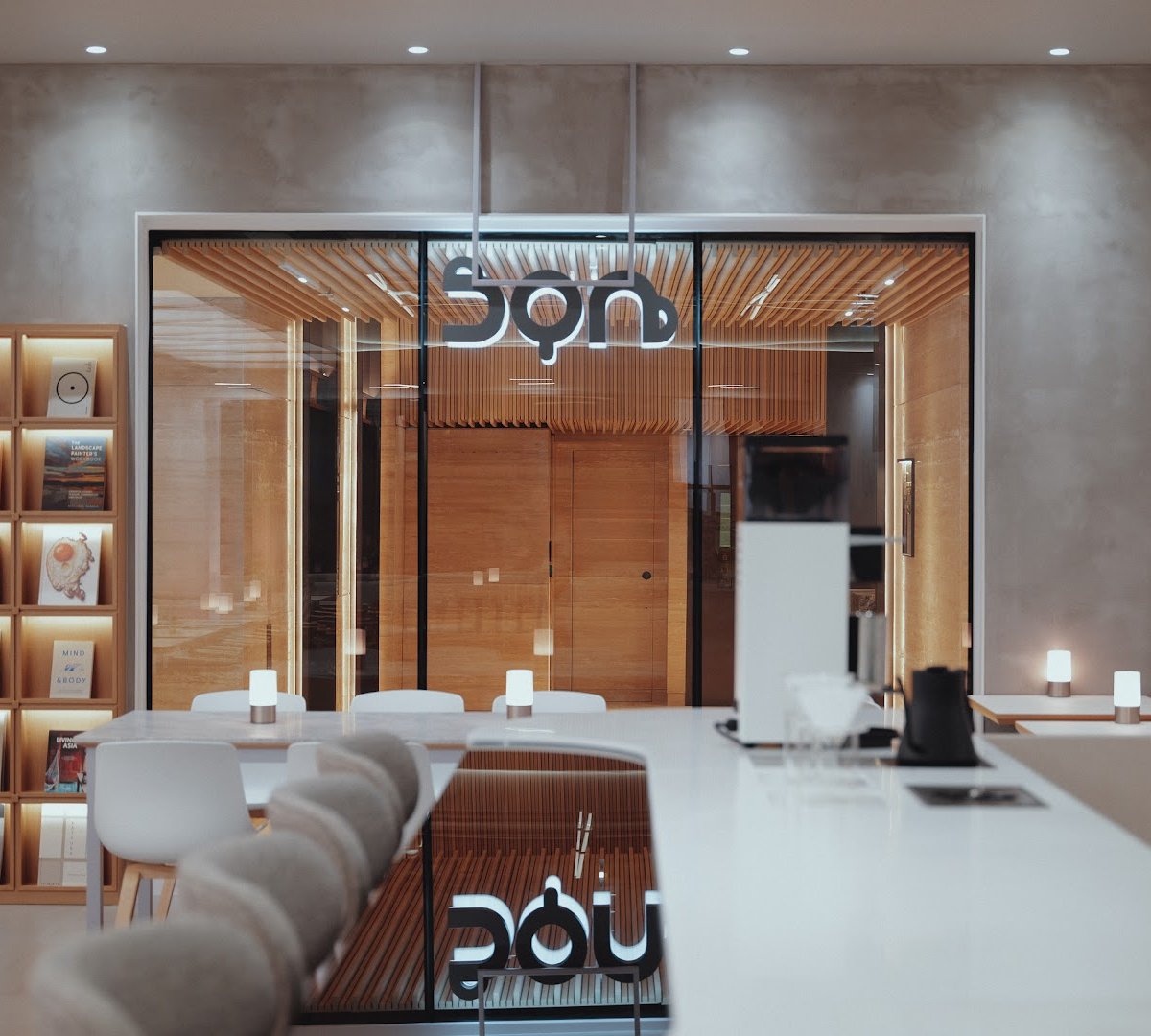 Interior of noc, specialty coffee shop in Hong Kong