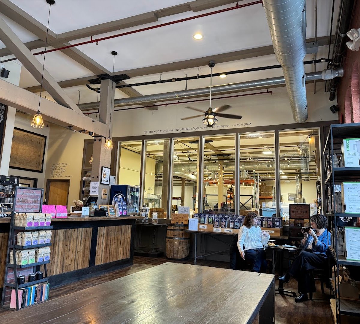 Interior of Acoustic Java Roastery & Tasting Room, specialty coffee shop in Worcester