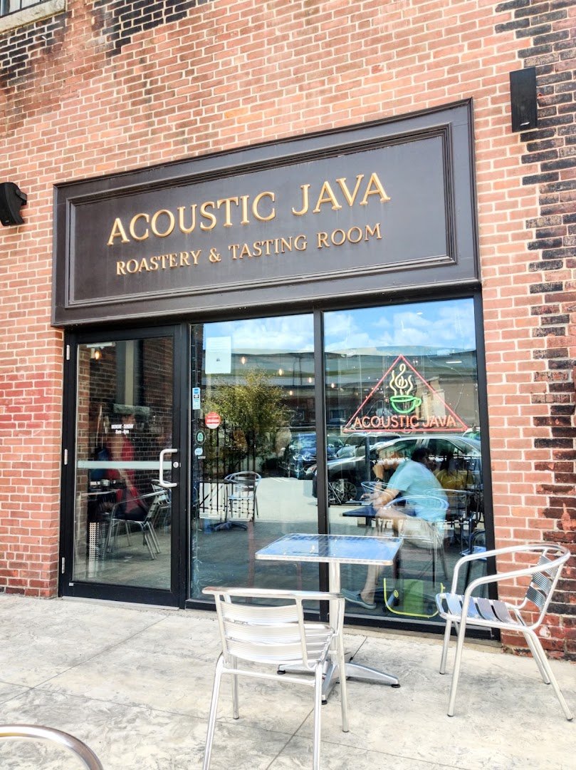 Storefront of Acoustic Java Roastery & Tasting Room, specialty coffee shop in Worcester