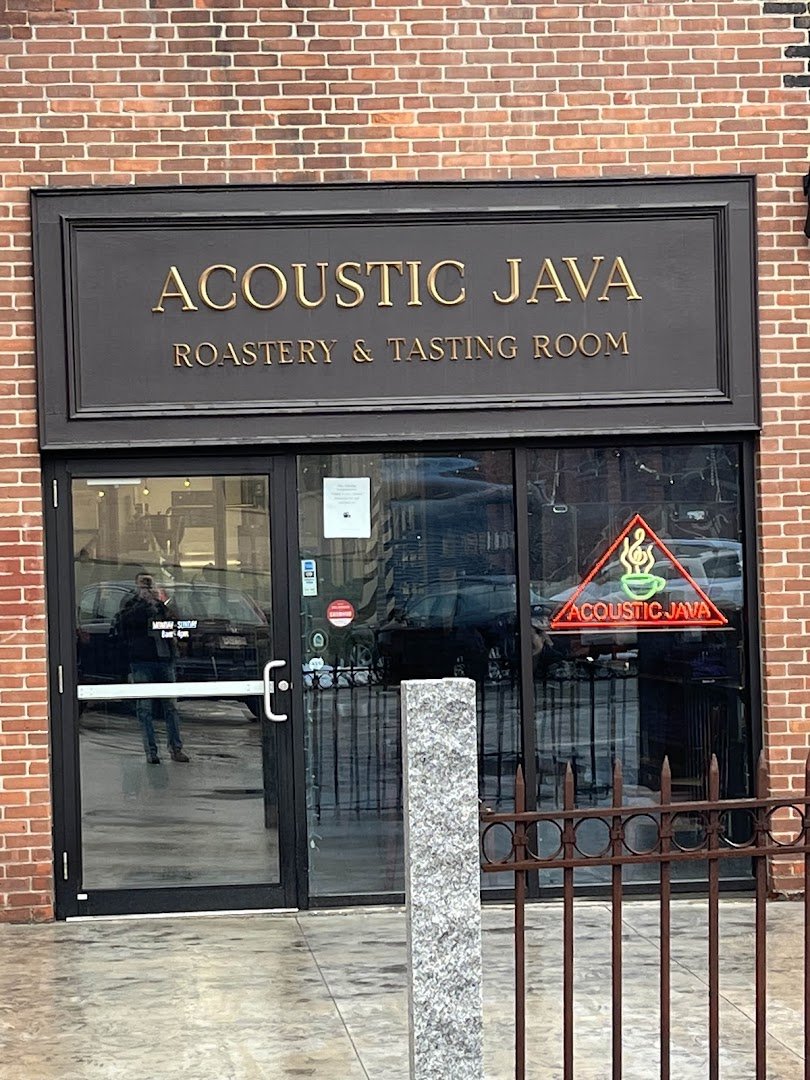 Storefront of Acoustic Java Roastery & Tasting Room, specialty coffee shop in Worcester