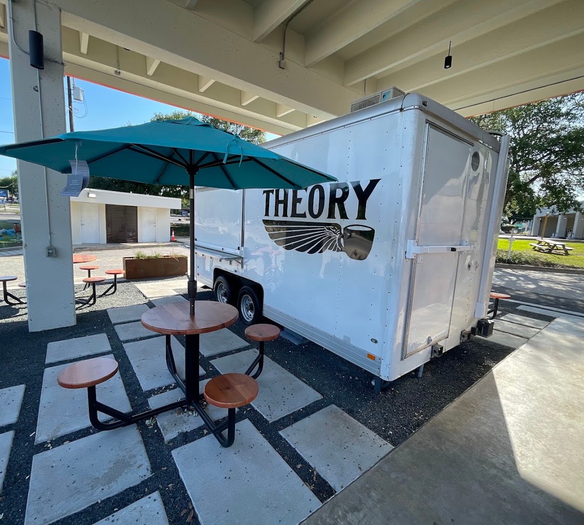 Storefront of Theory Coffee Company, specialty coffee shop in San Antonio