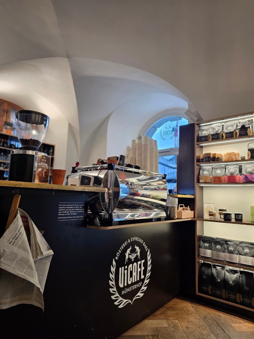 Interior of ViCAFE Münsterhof, specialty coffee shop in Zurich