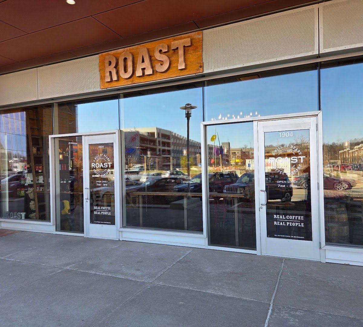 Storefront of Roast Coffeehouse, specialty coffee shop in Omaha