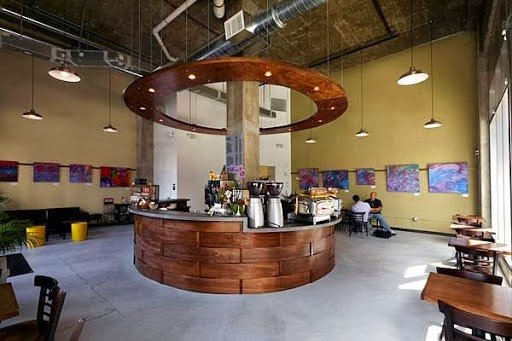 Interior of Kahwa Coffee, specialty coffee shop in Tampa-St. Petersburg