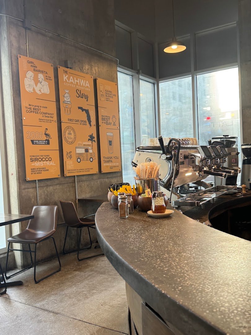 Interior of Kahwa Coffee, specialty coffee shop in Tampa-St. Petersburg
