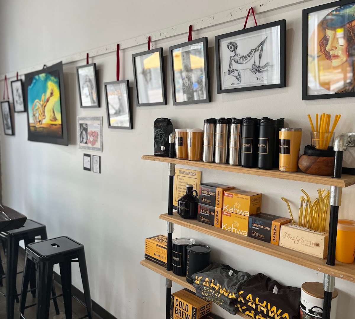 Interior of Kahwa Coffee, specialty coffee shop in Tampa-St. Petersburg