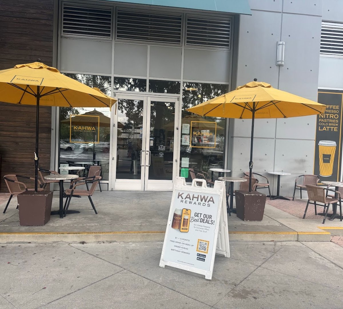 Storefront of Kahwa Coffee, specialty coffee shop in Tampa-St. Petersburg