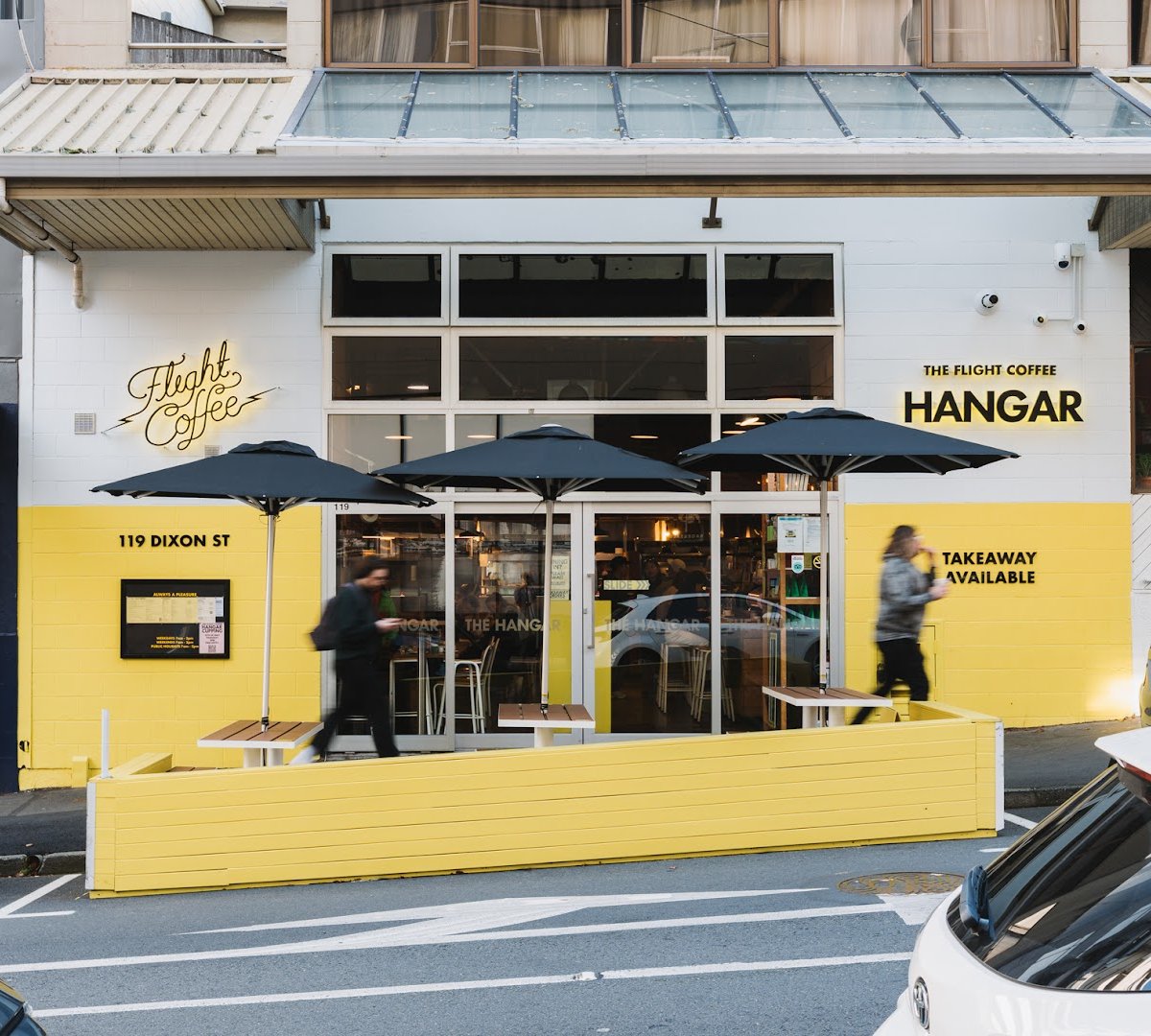 Storefront of Flight Coffee Hangar, specialty coffee shop in Wellington