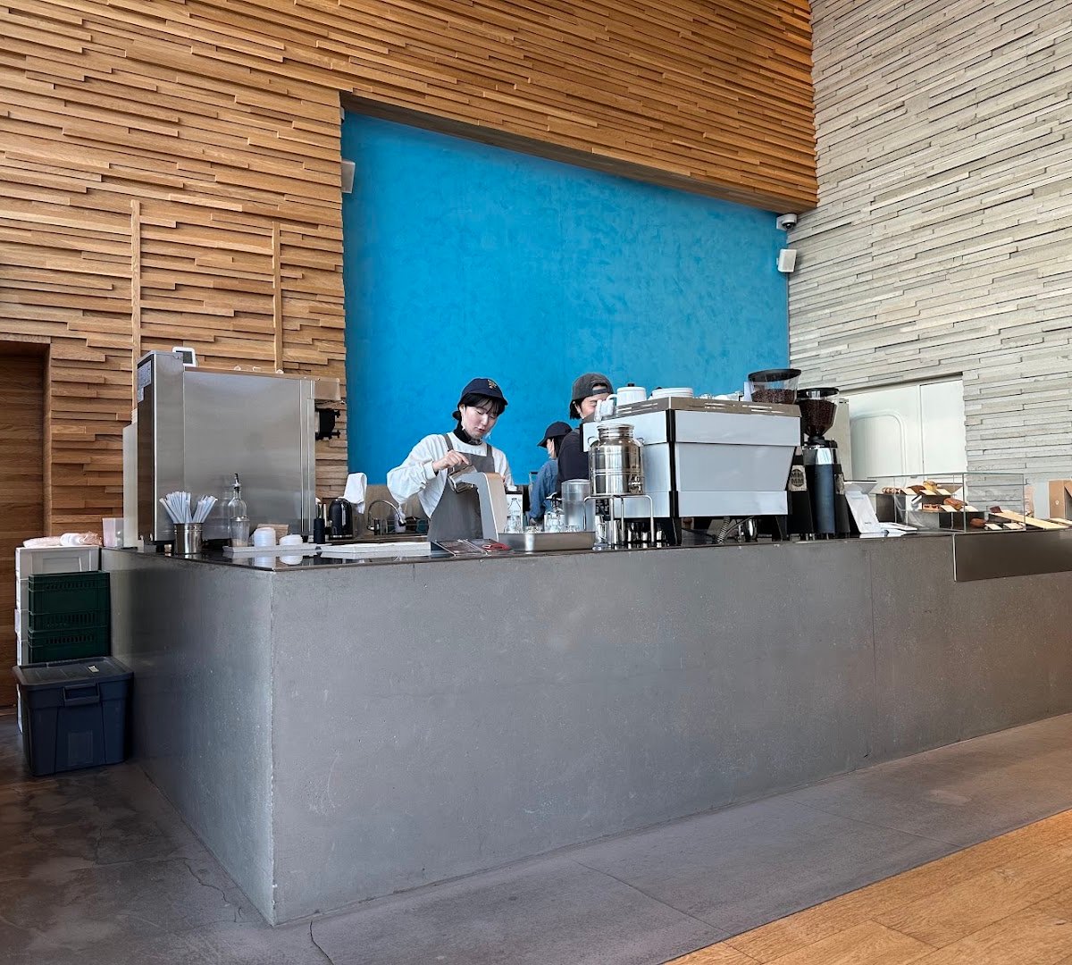 Interior of Blue Bottle Hongdae Cafe, specialty coffee shop in Seoul