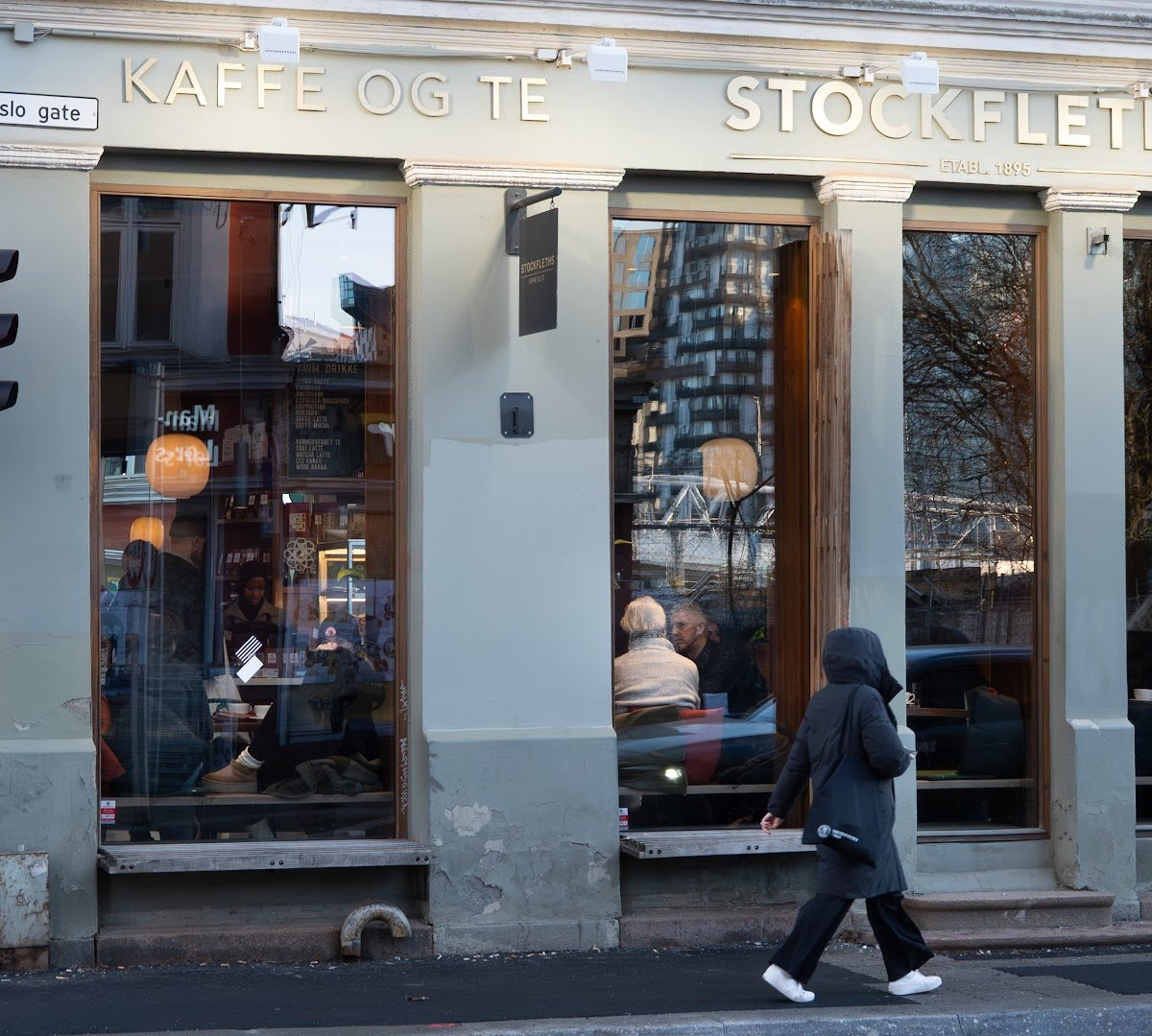 Storefront of Stockfleths, specialty coffee shop in Oslo