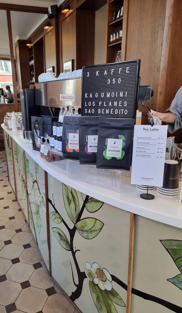 Interior of Stockfleths, specialty coffee shop in Oslo