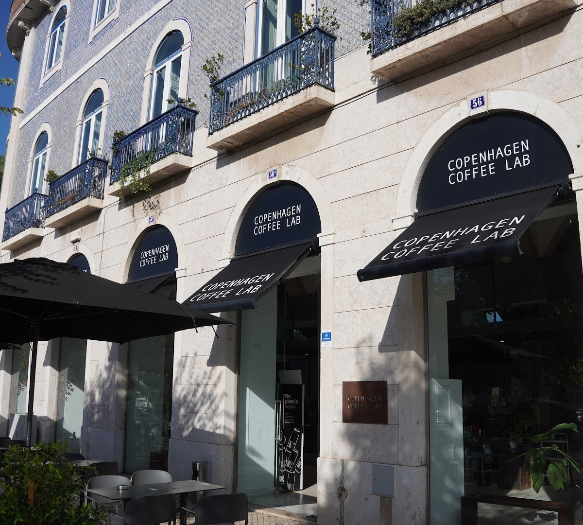 Storefront of Copenhagen Coffee Lab, specialty coffee shop in Lisbon