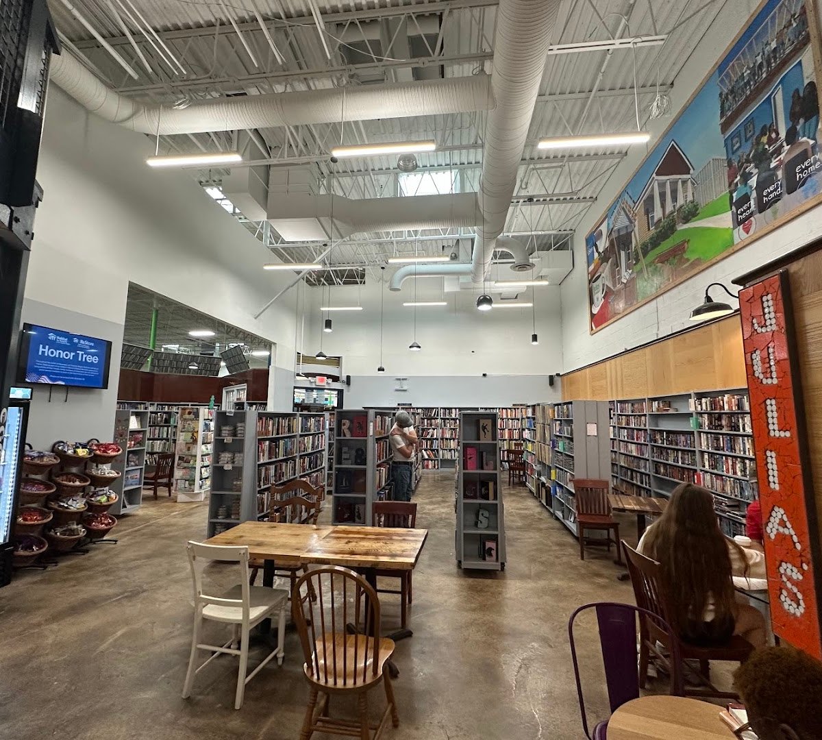 Interior of Julia's Cafe & Books, specialty coffee shop in Charlotte