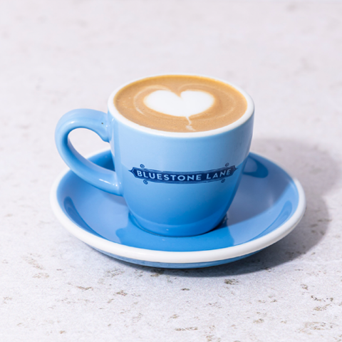 Coffee at Bluestone Lane Battery Park Café, specialty coffee shop in New York