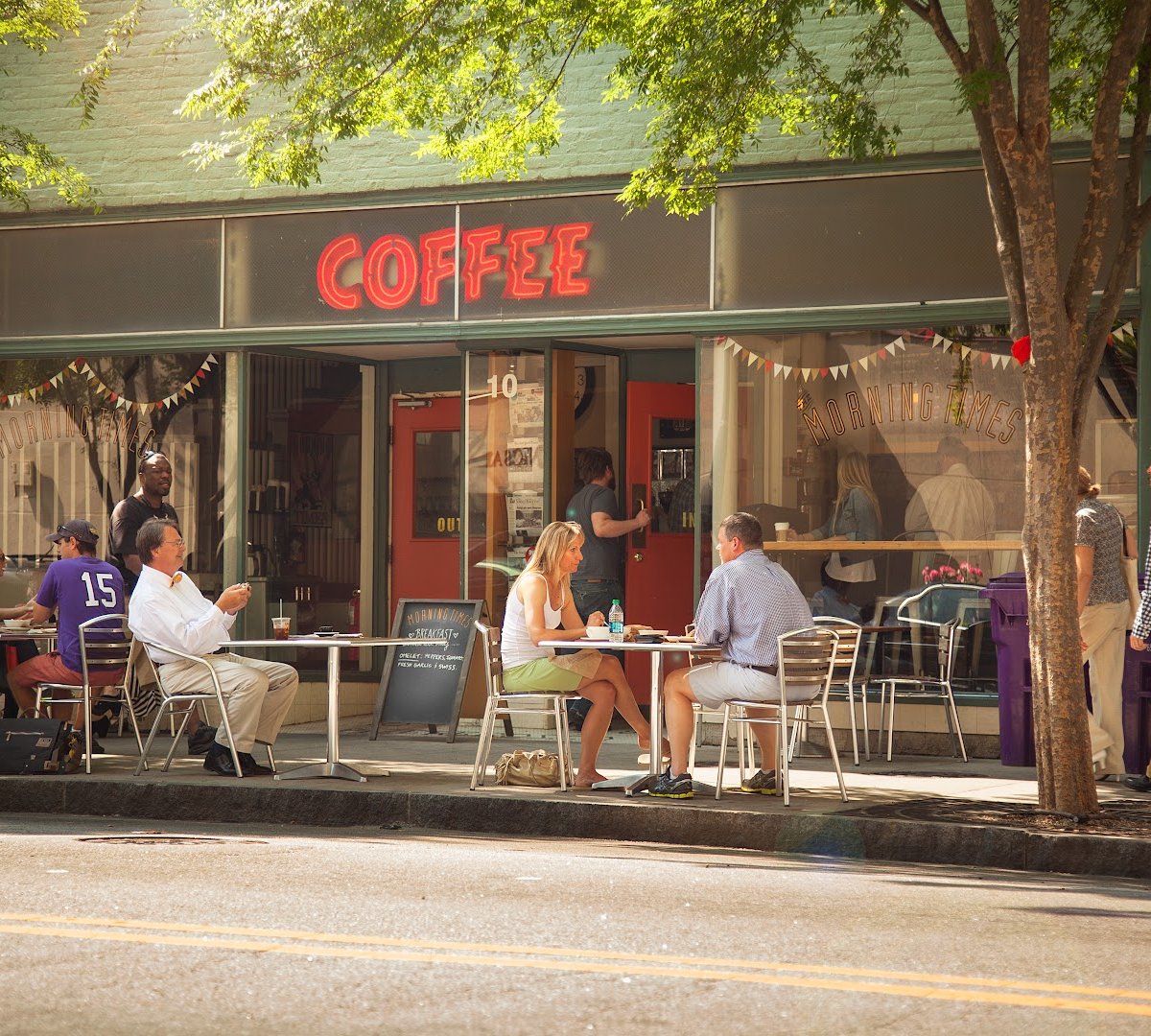Storefront of Morning Times, specialty coffee shop in Raleigh-Durham