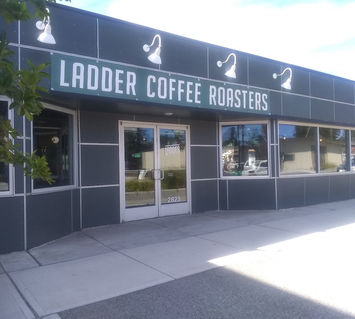 Storefront of Ladder Coffee Roasters, specialty coffee shop in Spokane