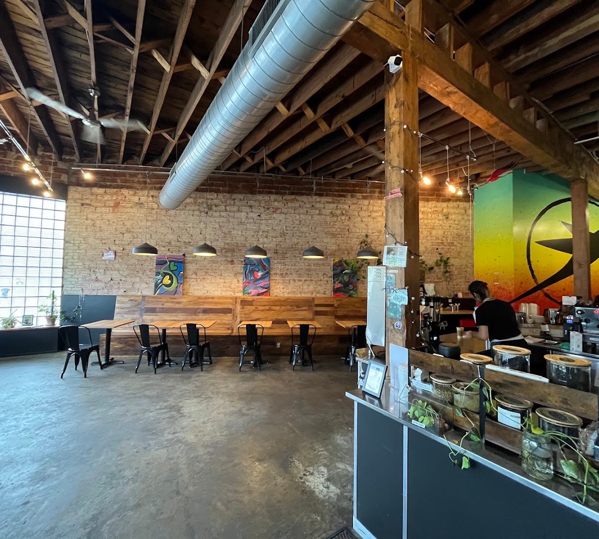 Interior of Wildflyer Coffee, specialty coffee shop in Minneapolis