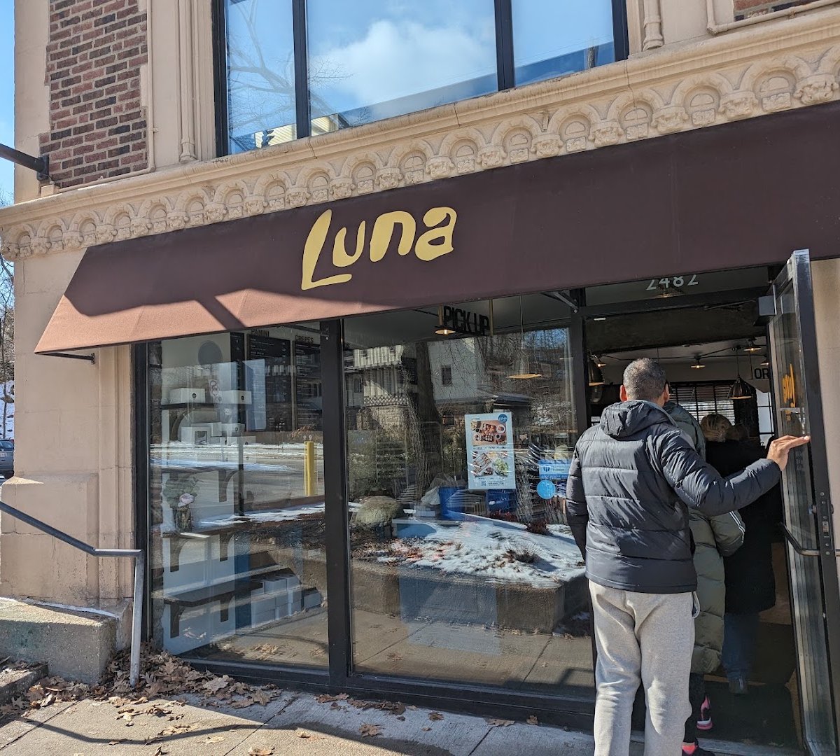 Storefront of Luna Bakery & Cafe, specialty coffee shop in Cleveland