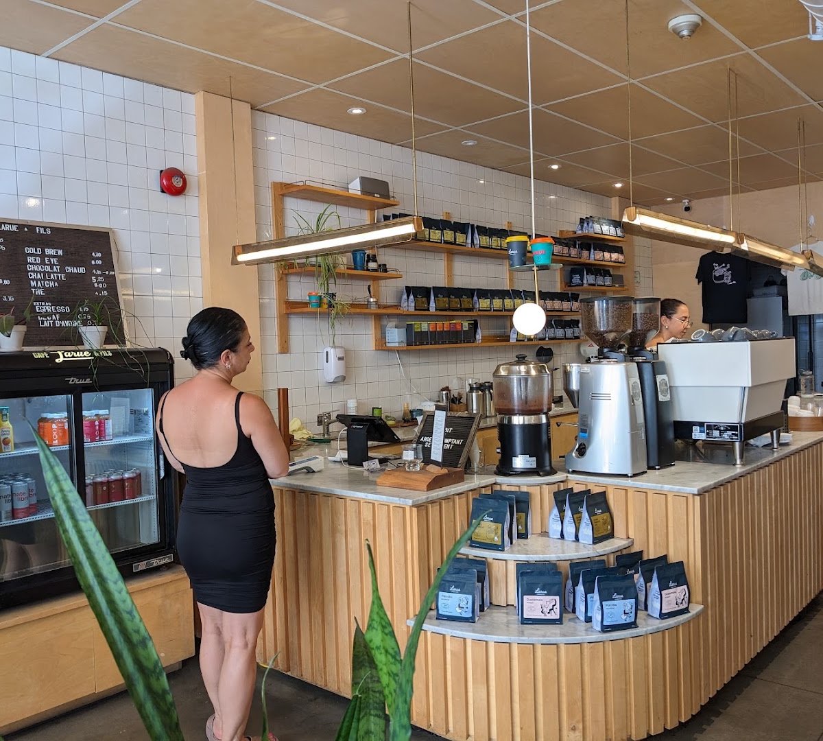 Interior of Café Larue, specialty coffee shop in Montreal