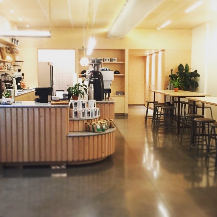 Interior of Café Larue, specialty coffee shop in Montreal