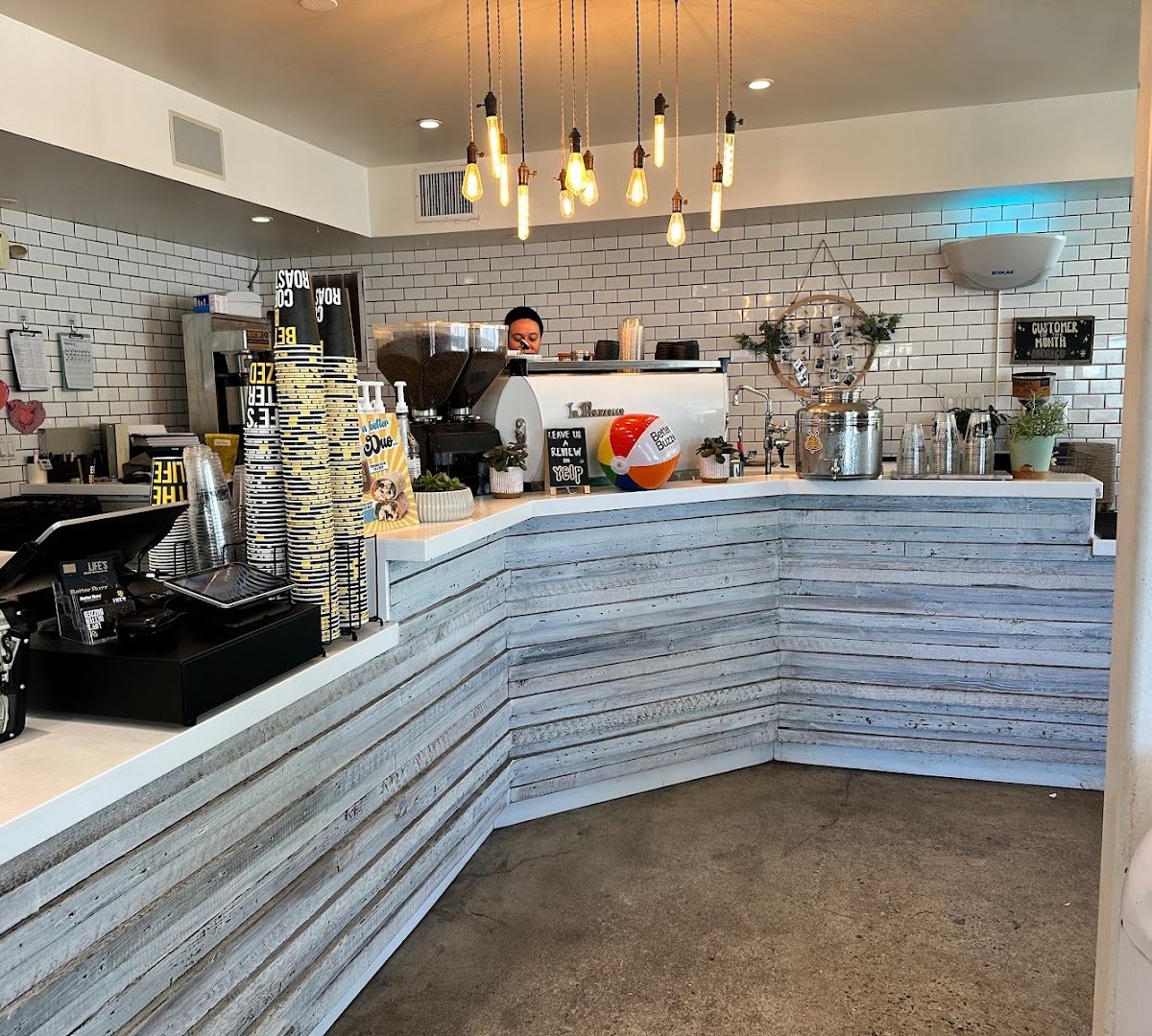 Interior of Better Buzz Coffee Mission Beach, specialty coffee shop in San Diego
