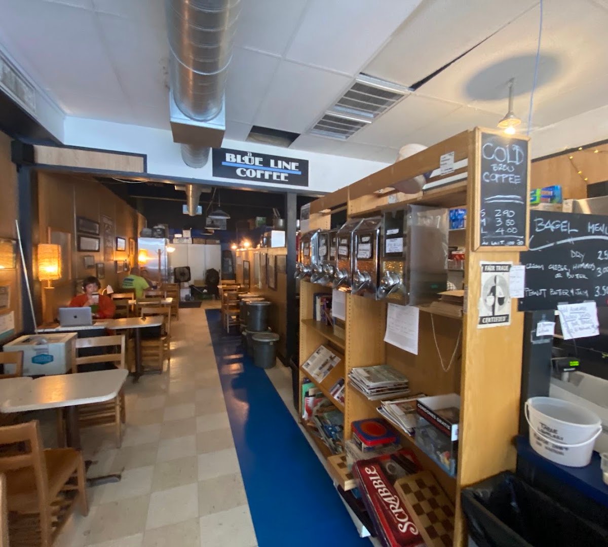 Interior of Blue Line Coffee, specialty coffee shop in Omaha