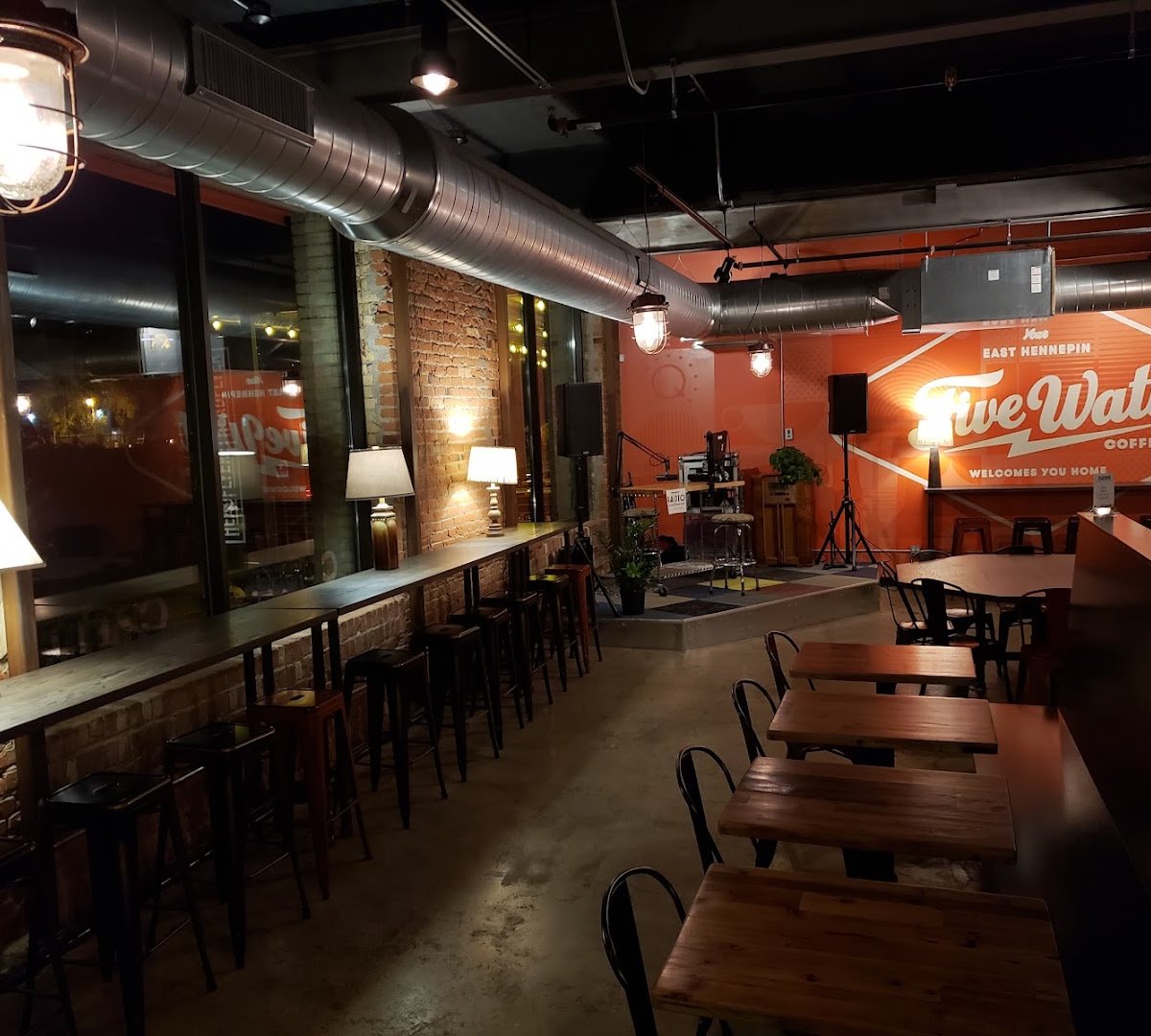 Interior of Five Watt Coffee, E. Hennepin, specialty coffee shop in Minneapolis