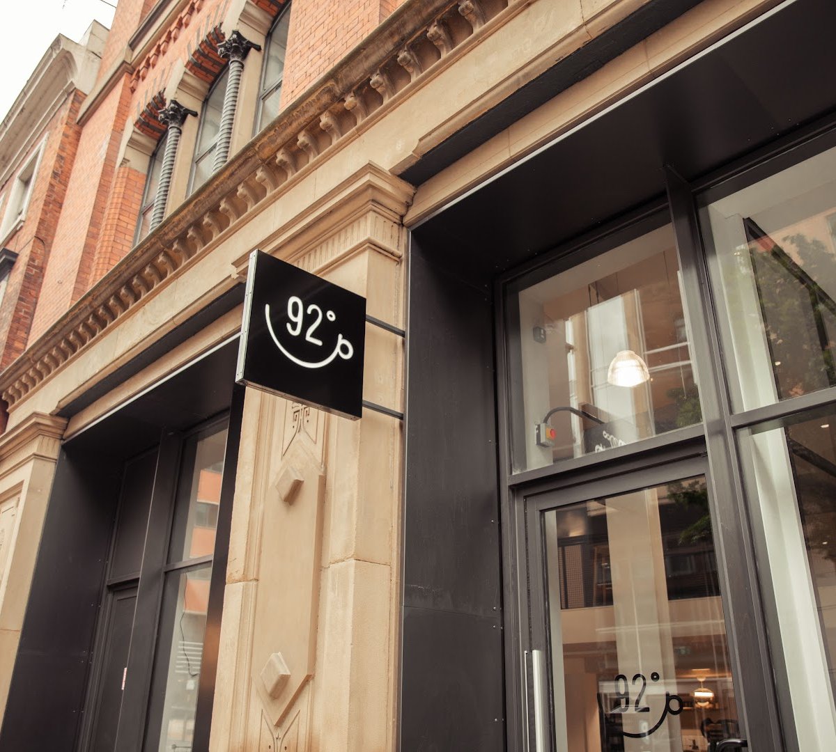 Storefront of 92 Degrees Coffee, specialty coffee shop in Manchester