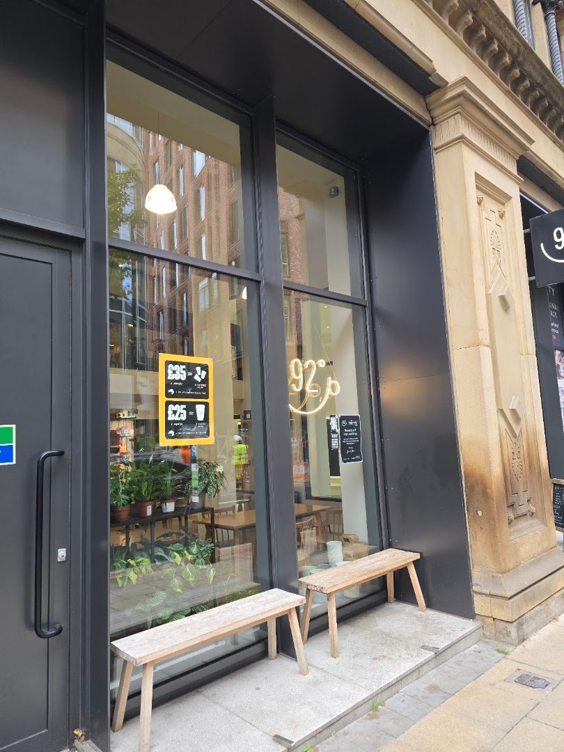 Storefront of 92 Degrees Coffee, specialty coffee shop in Manchester