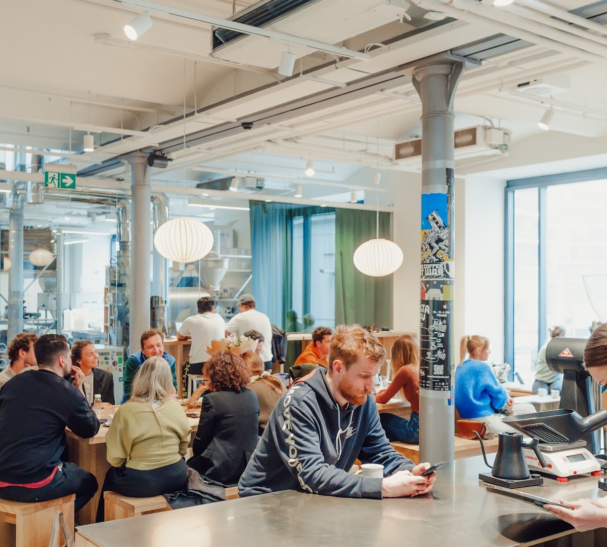 Interior of Alf & Bet, specialty coffee shop in Prague