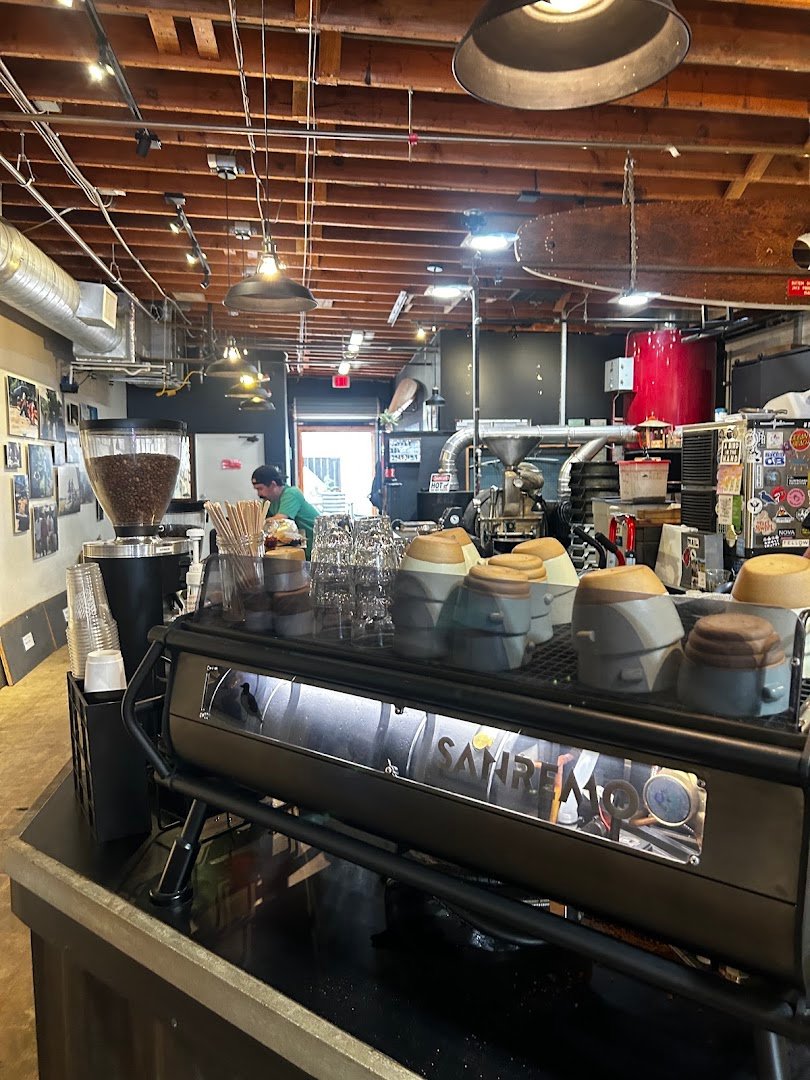 Interior of OB Beans Coffee Roasters, specialty coffee shop in San Diego