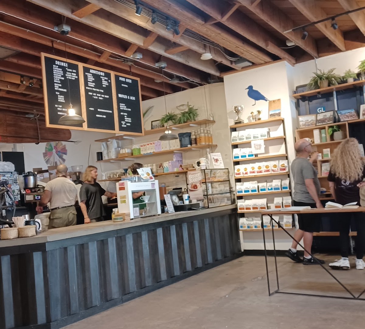 Interior of OB Beans Coffee Roasters, specialty coffee shop in San Diego