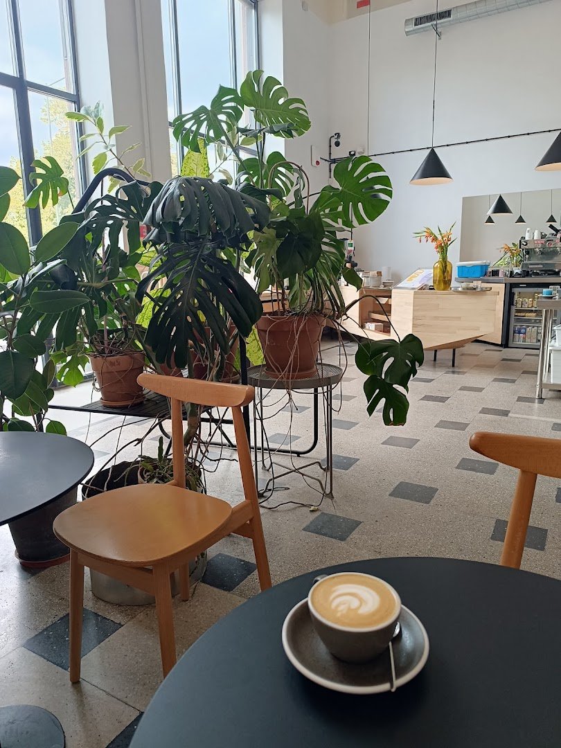 Interior of Trzy Kruki, specialty coffee shop in Warsaw