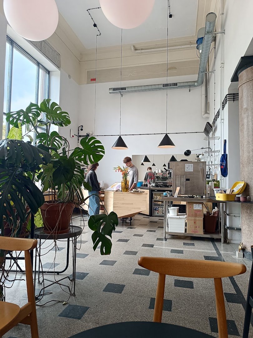 Interior of Trzy Kruki, specialty coffee shop in Warsaw