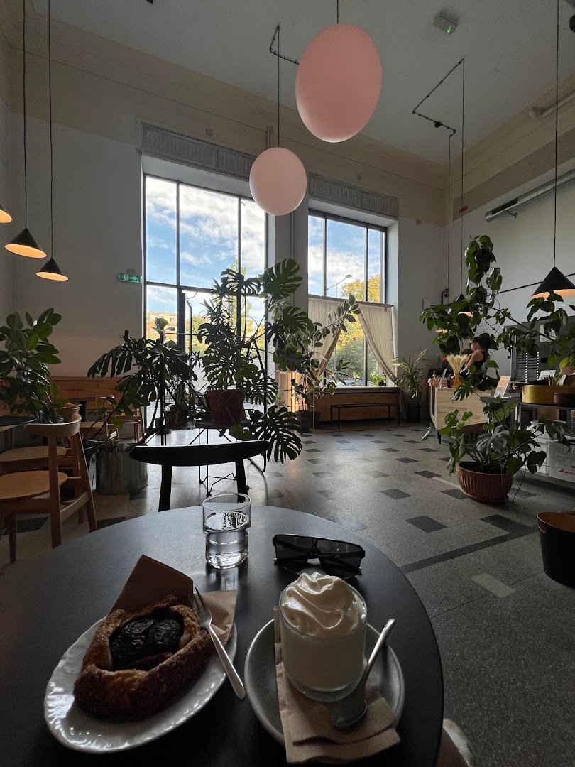 Interior of Trzy Kruki, specialty coffee shop in Warsaw