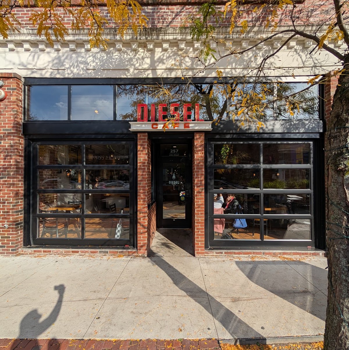 Storefront of Diesel Cafe, specialty coffee shop in Boston