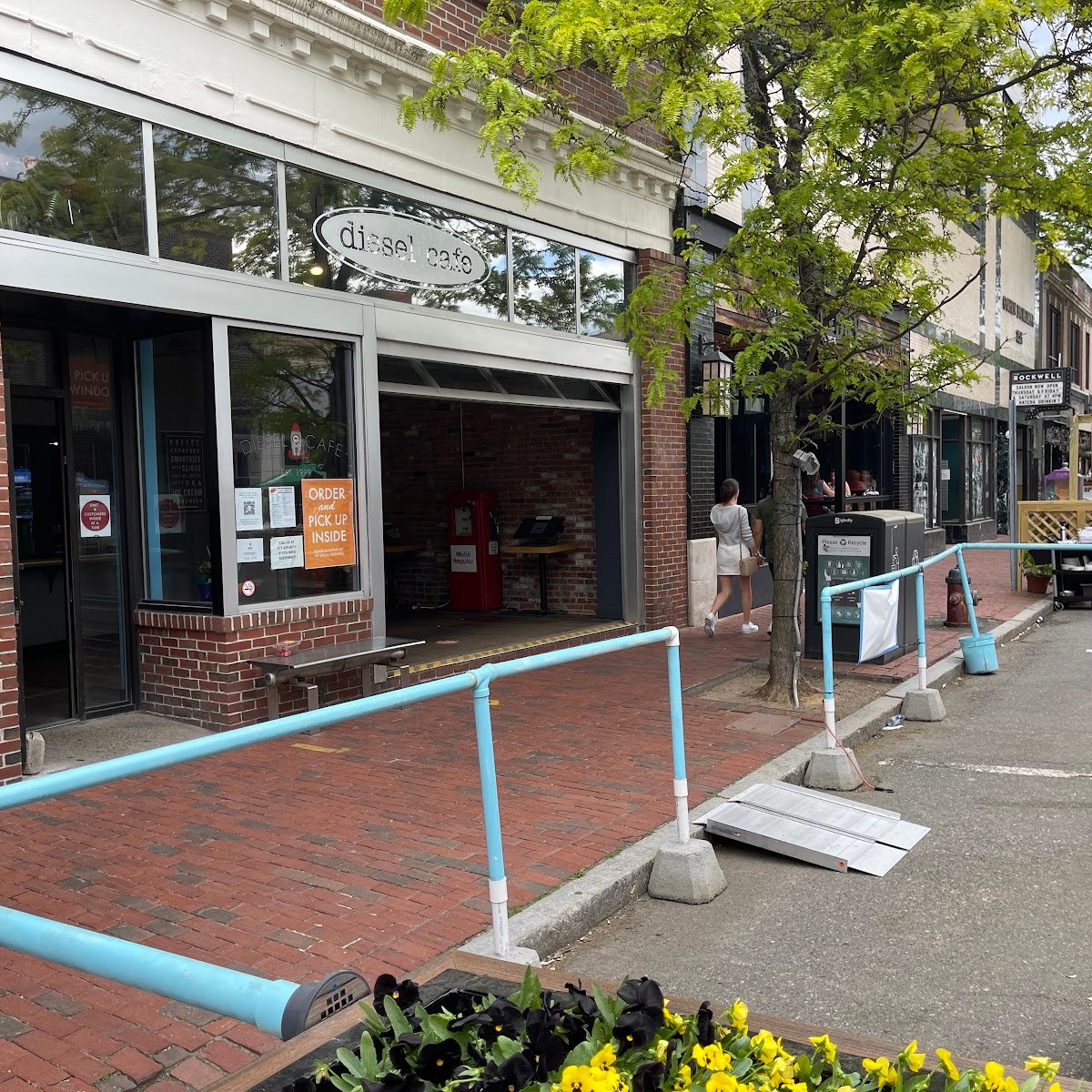 Storefront of Diesel Cafe, specialty coffee shop in Boston