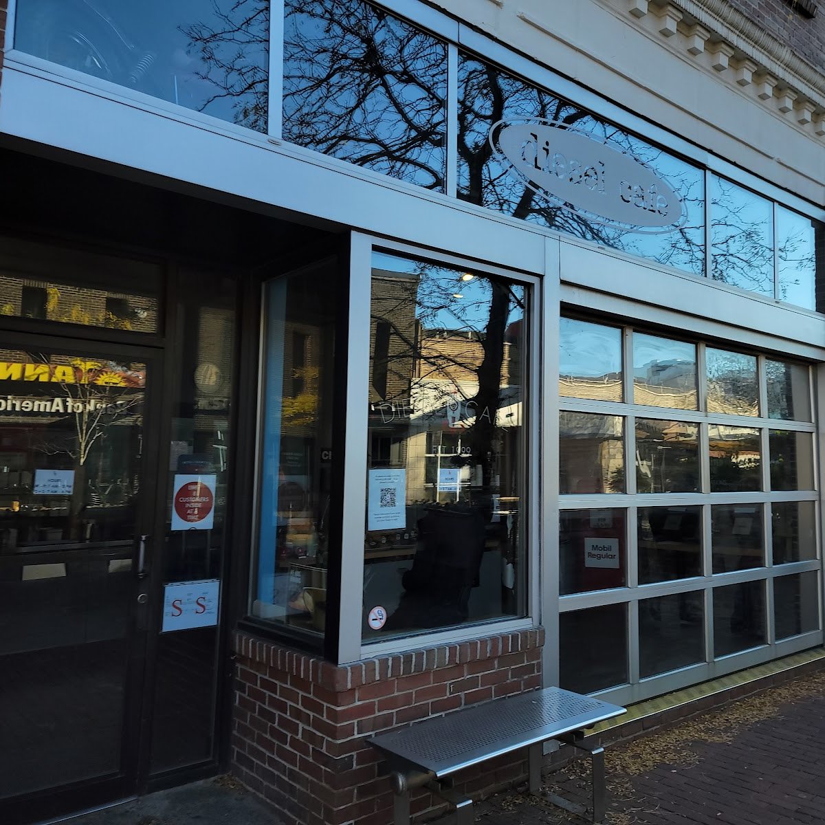 Storefront of Diesel Cafe, specialty coffee shop in Boston