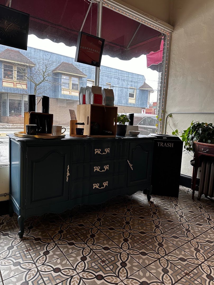 Interior of Propaganda Coffee, specialty coffee shop in Cleveland
