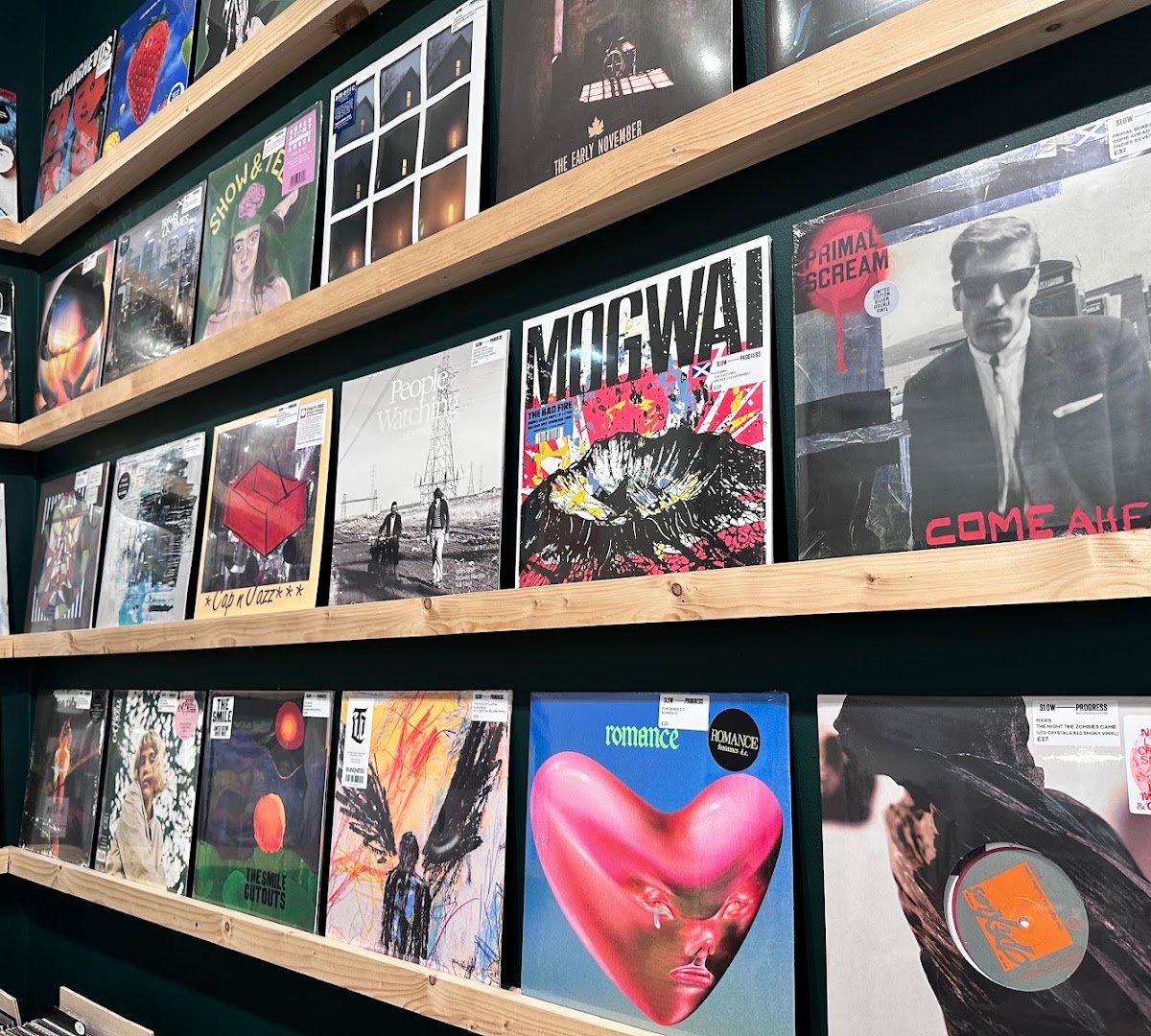 Interior of Slow Progress Records & Coffee, specialty coffee shop in Edinburgh