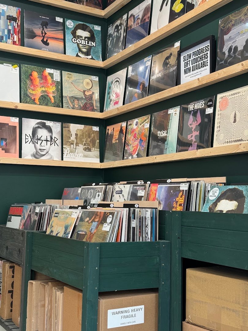 Interior of Slow Progress Records & Coffee, specialty coffee shop in Edinburgh