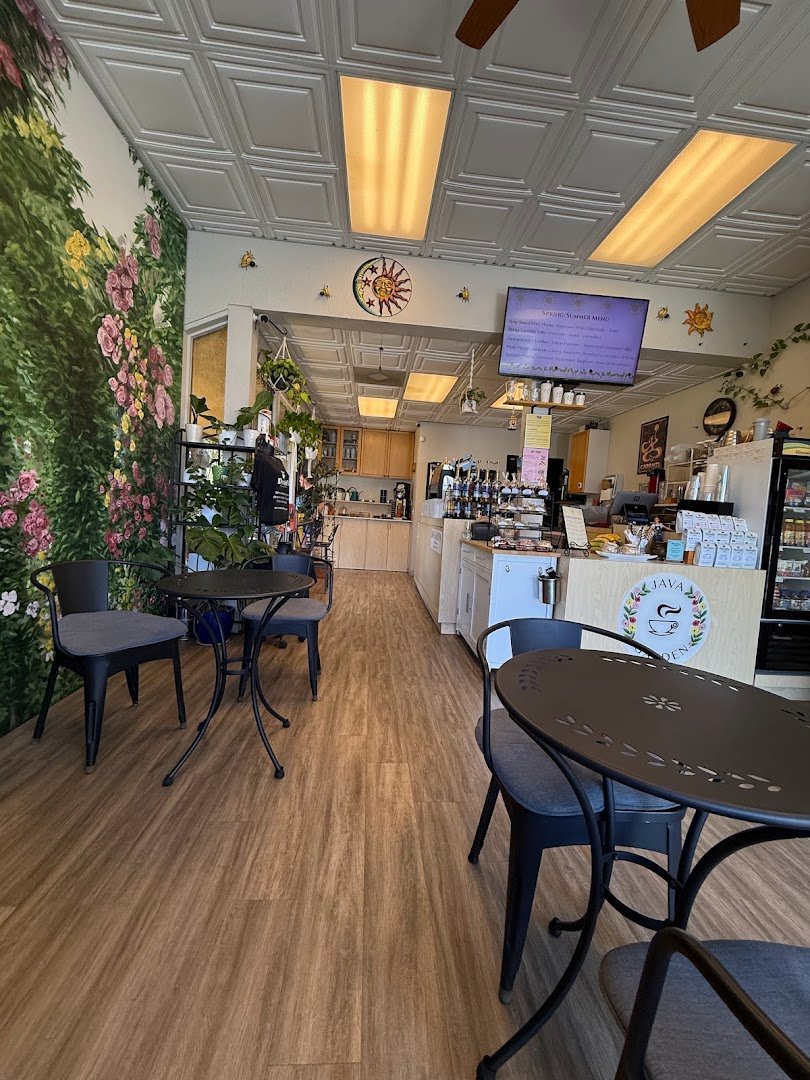 Interior of JAVA GARDEN, specialty coffee shop in San Diego