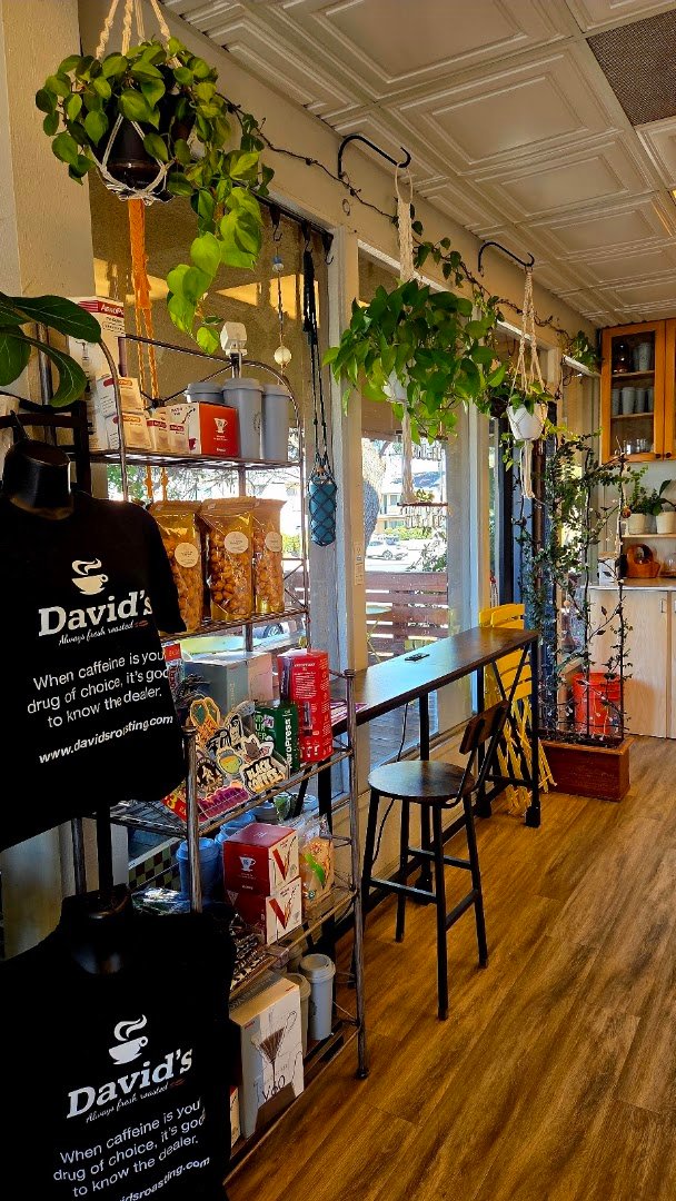 Interior of JAVA GARDEN, specialty coffee shop in San Diego