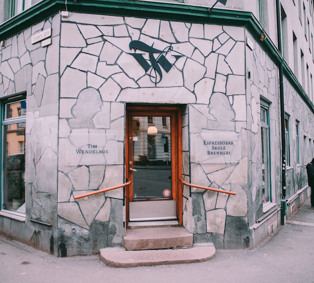 Storefront of Tim Wendelboe, specialty coffee shop in Oslo
