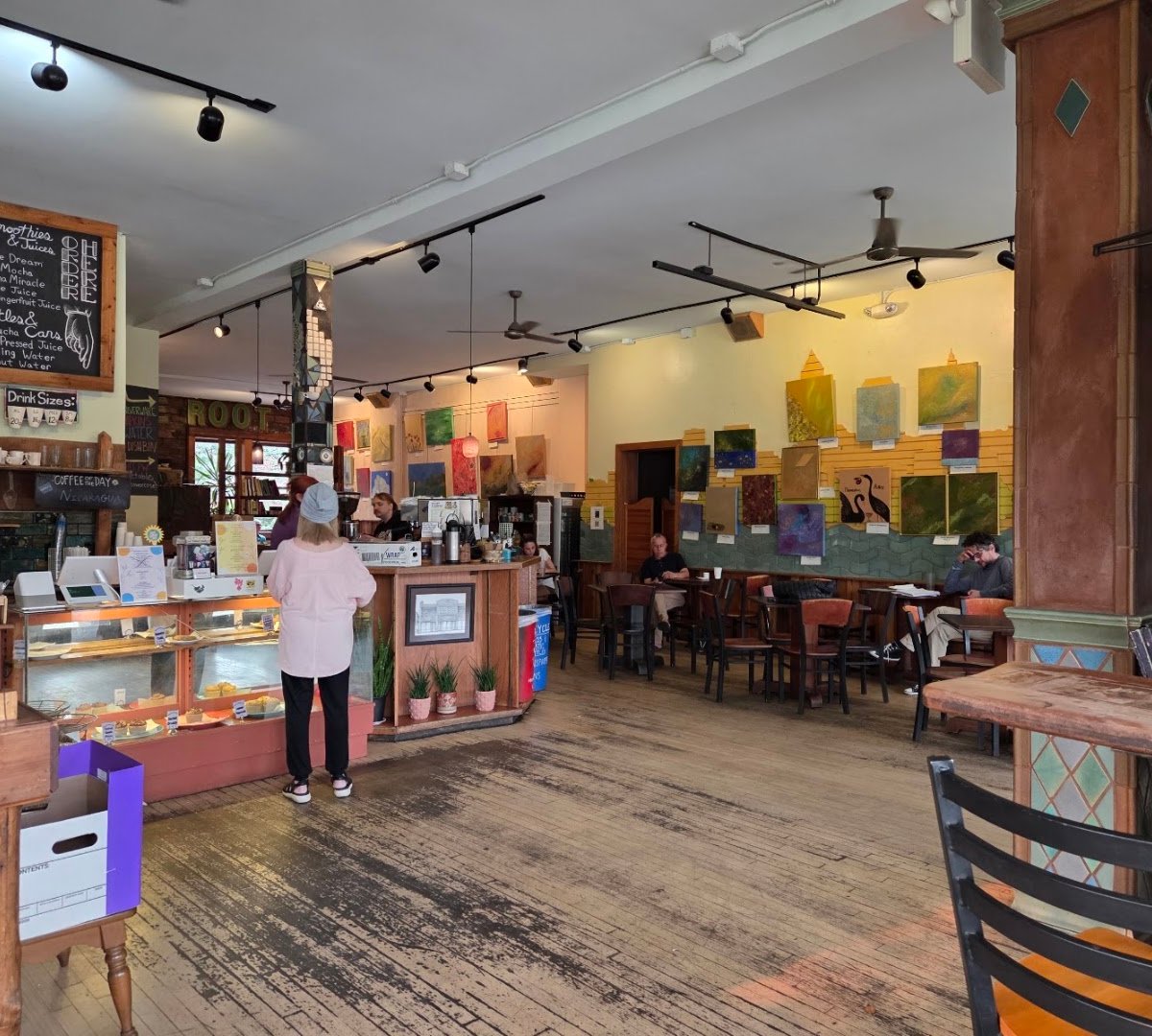 Interior of the root cafe, specialty coffee shop in Cleveland