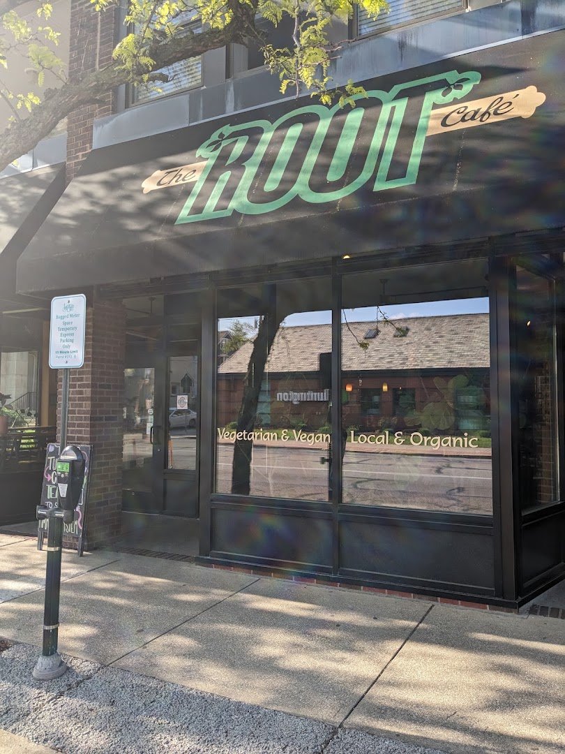 Storefront of the root cafe, specialty coffee shop in Cleveland