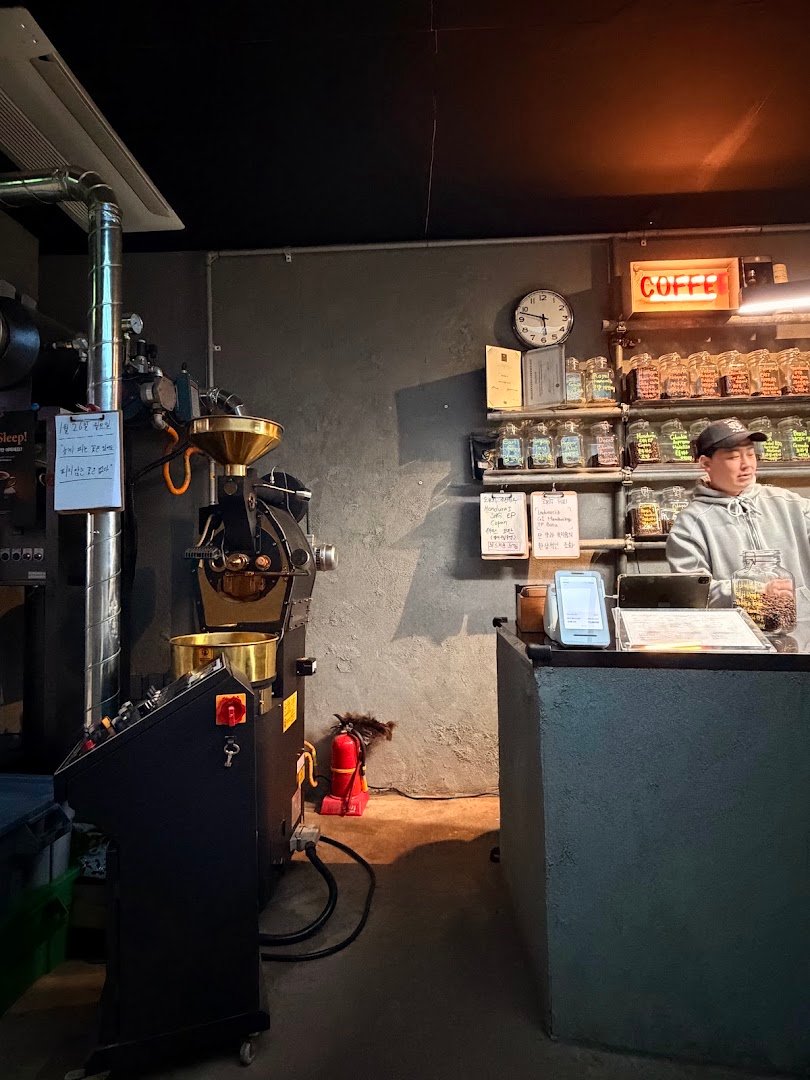 Interior of Coffee Roasters Bongneun Achim Co, specialty coffee shop in Seoul